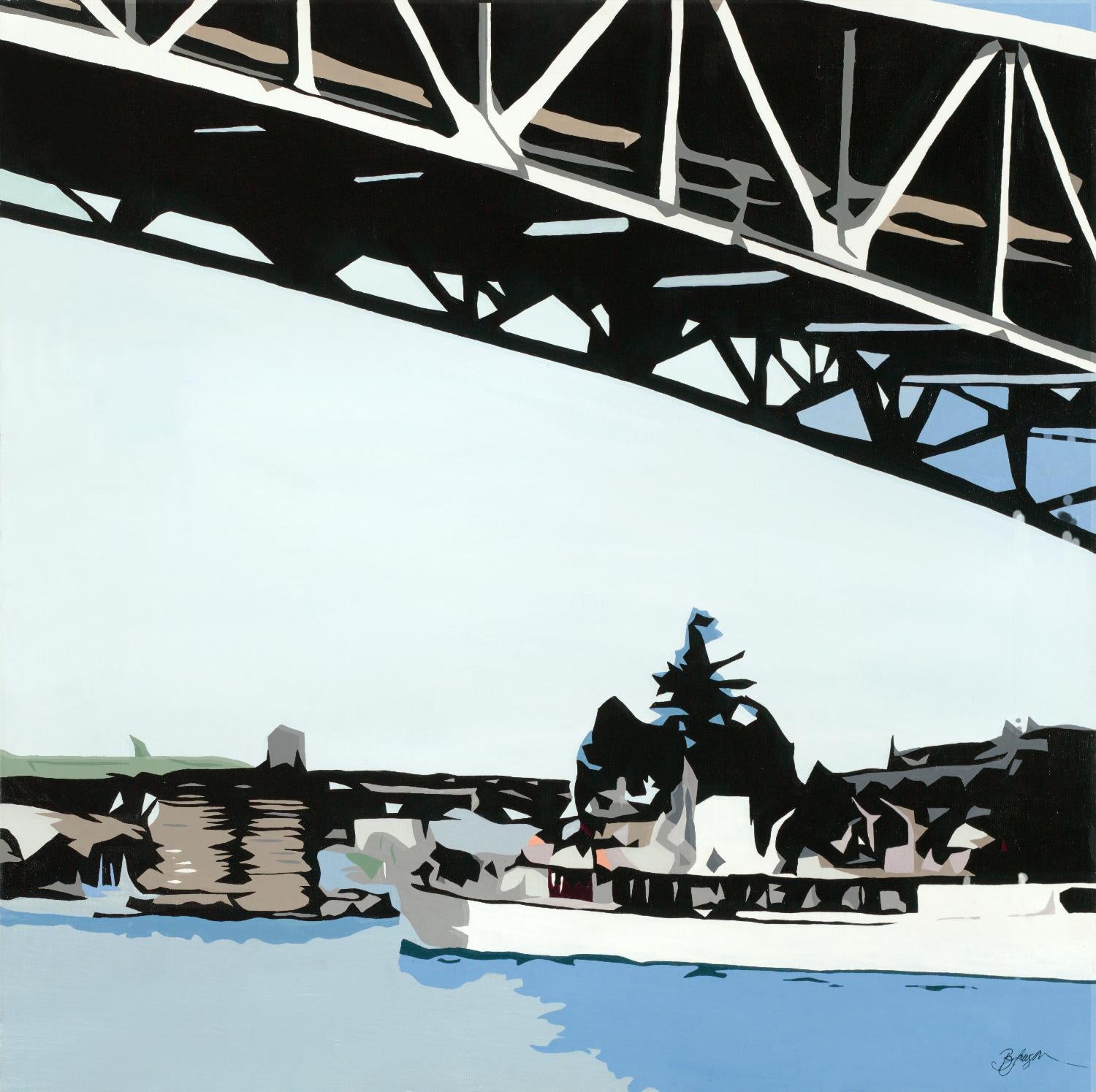 To The Cut by Beth Ann Lawson on GIANT ART - blues coastal bridge