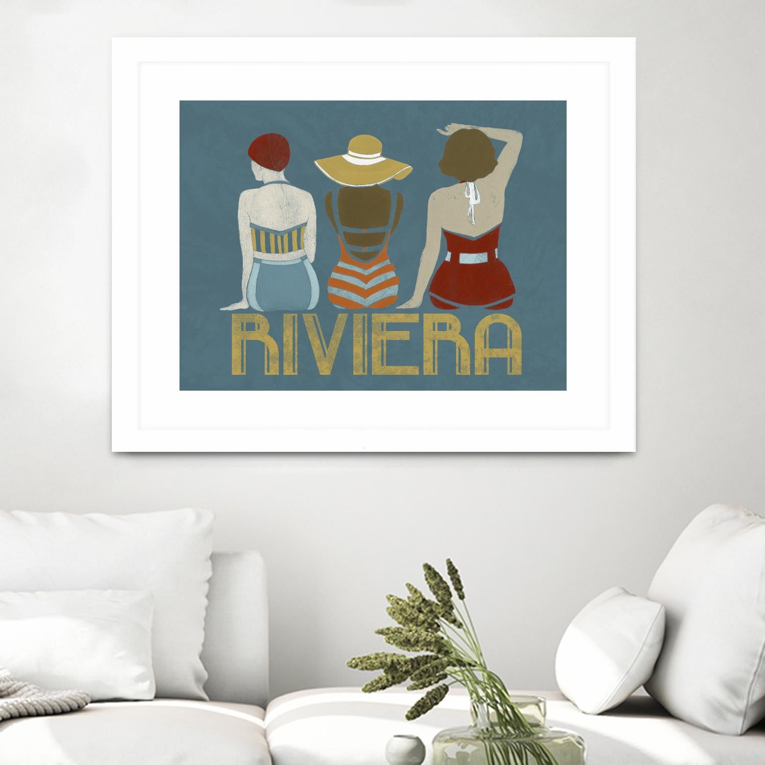 Vintage Bathing Beauties I by June Erica Vess on GIANT ART - blue fashion