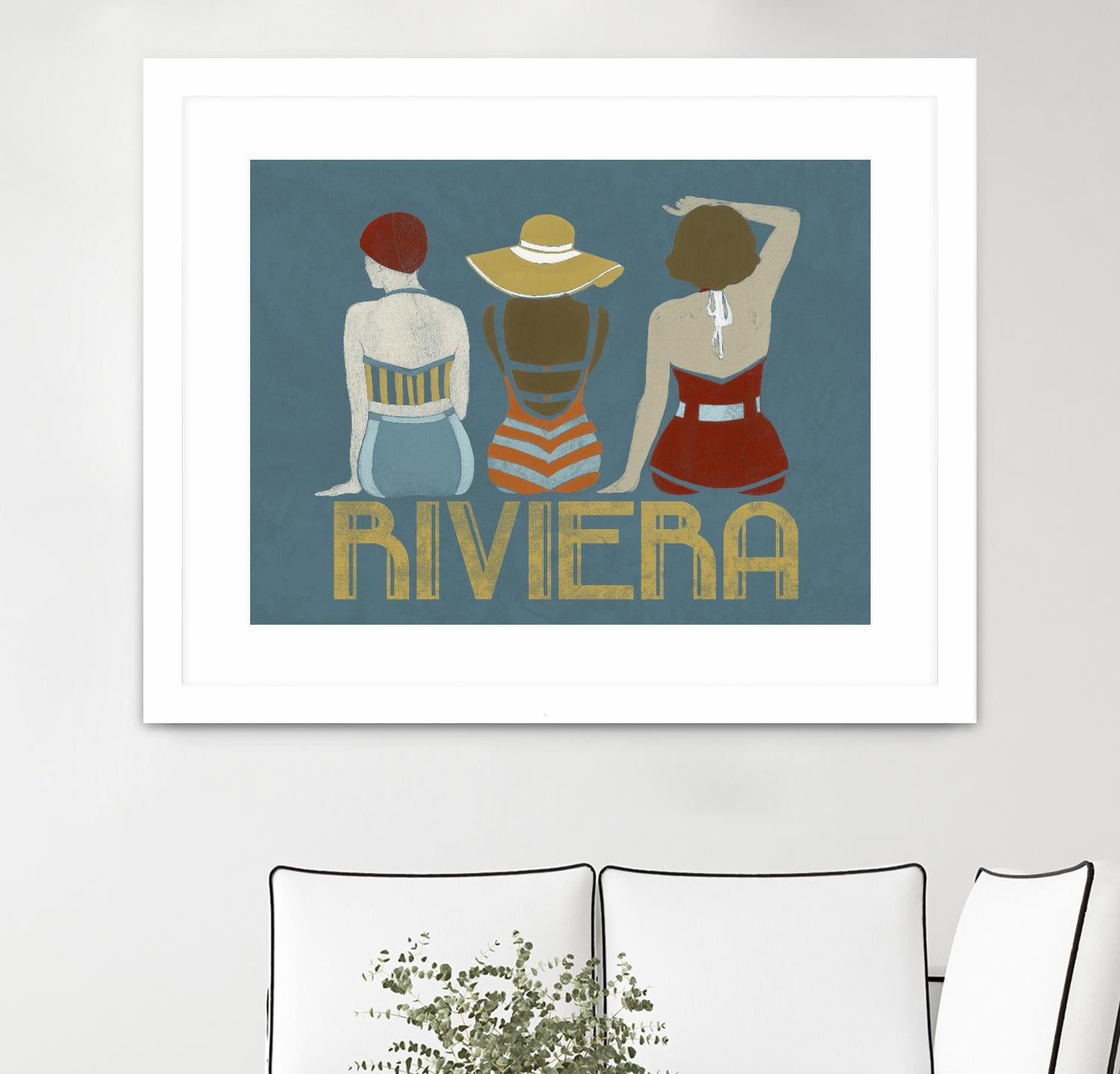 Vintage Bathing Beauties I by June Erica Vess on GIANT ART - blue fashion