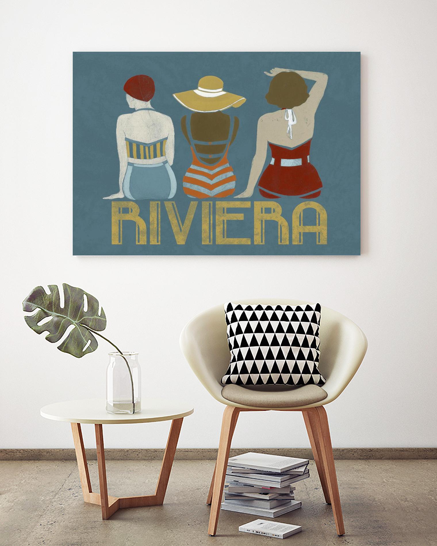 Vintage Bathing Beauties I by June Erica Vess on GIANT ART - blue fashion