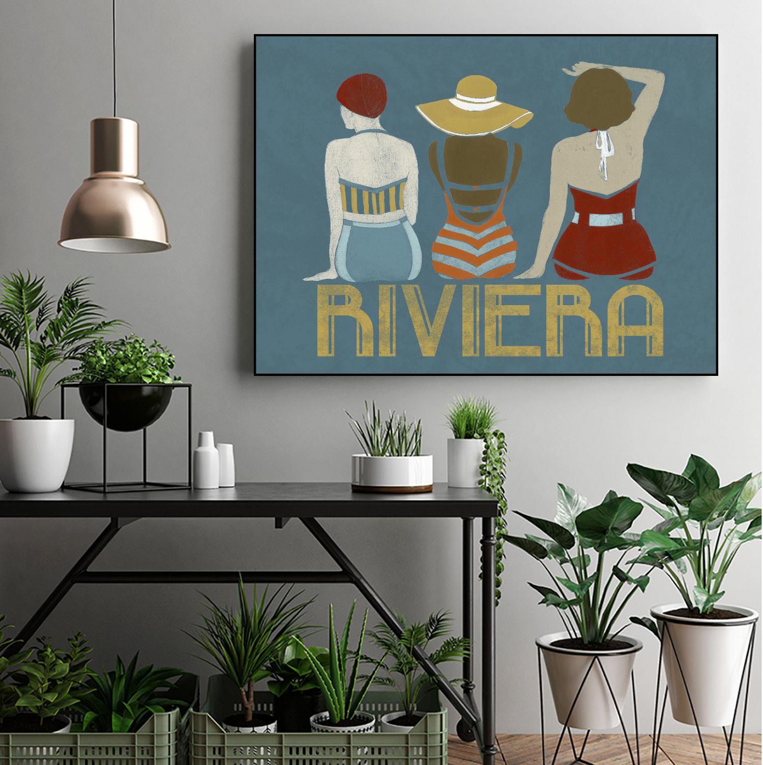 Vintage Bathing Beauties I by June Erica Vess on GIANT ART - blue fashion