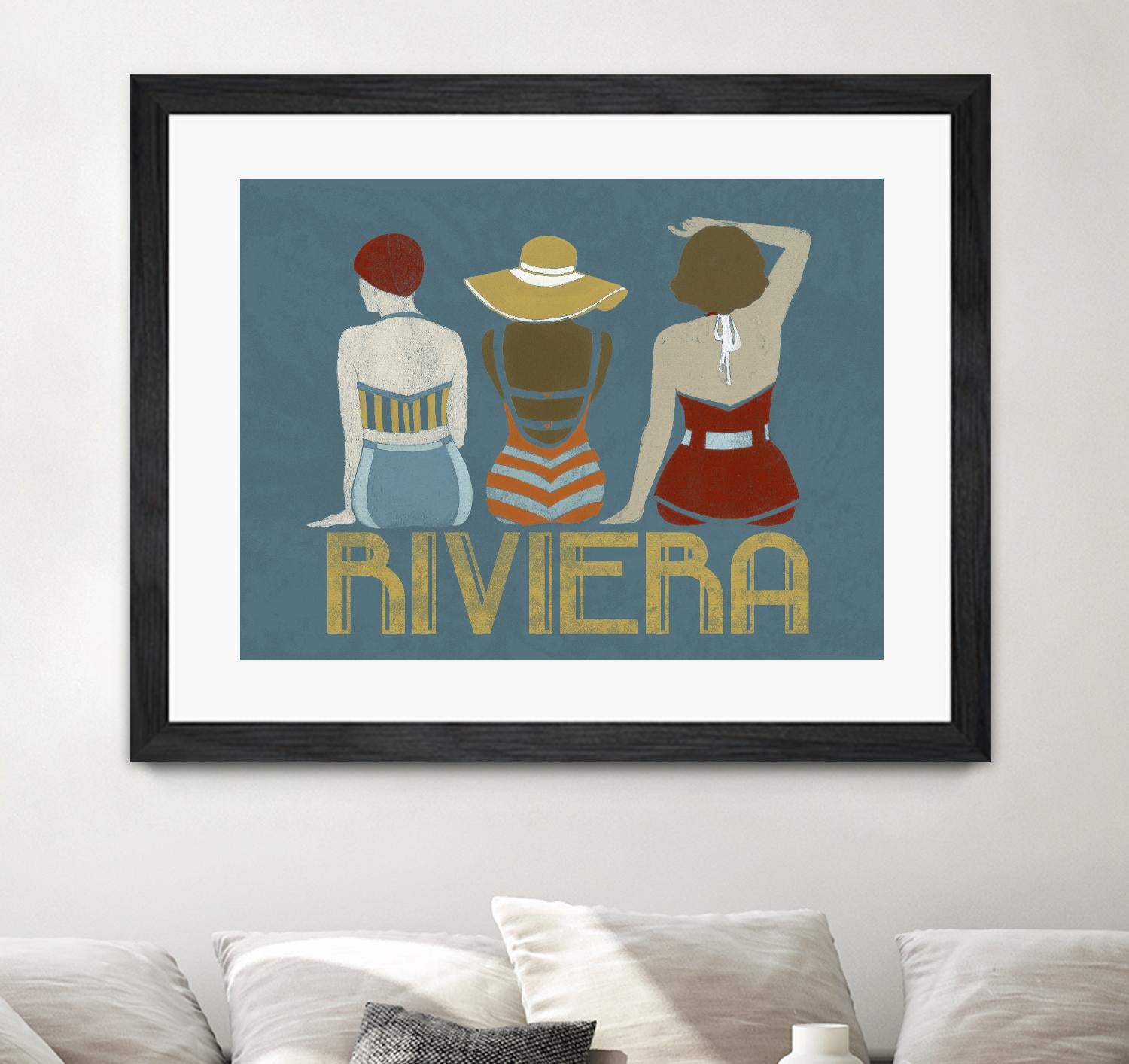 Vintage Bathing Beauties I by June Erica Vess on GIANT ART - blue fashion