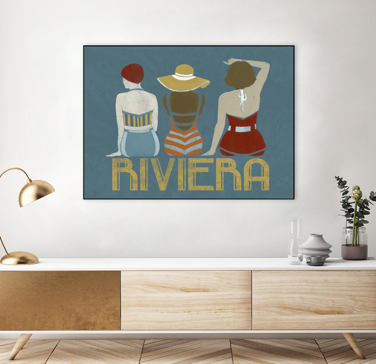 Vintage Bathing Beauties I by June Erica Vess on GIANT ART - blue fashion