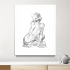 Sitting Pose II by Jennifer Paxton Parker on GIANT ART - white linear pencil drawing