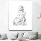 Sitting Pose II by Jennifer Paxton Parker on GIANT ART - white linear pencil drawing