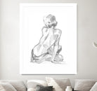 Sitting Pose II by Jennifer Paxton Parker on GIANT ART - white linear pencil drawing