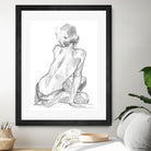 Sitting Pose II by Jennifer Paxton Parker on GIANT ART - white linear pencil drawing