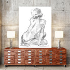 Sitting Pose II by Jennifer Paxton Parker on GIANT ART - white linear pencil drawing