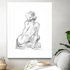 Sitting Pose II by Jennifer Paxton Parker on GIANT ART - white linear pencil drawing