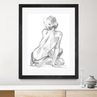 Sitting Pose II by Jennifer Paxton Parker on GIANT ART - white linear pencil drawing