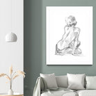 Sitting Pose II by Jennifer Paxton Parker on GIANT ART - white linear pencil drawing