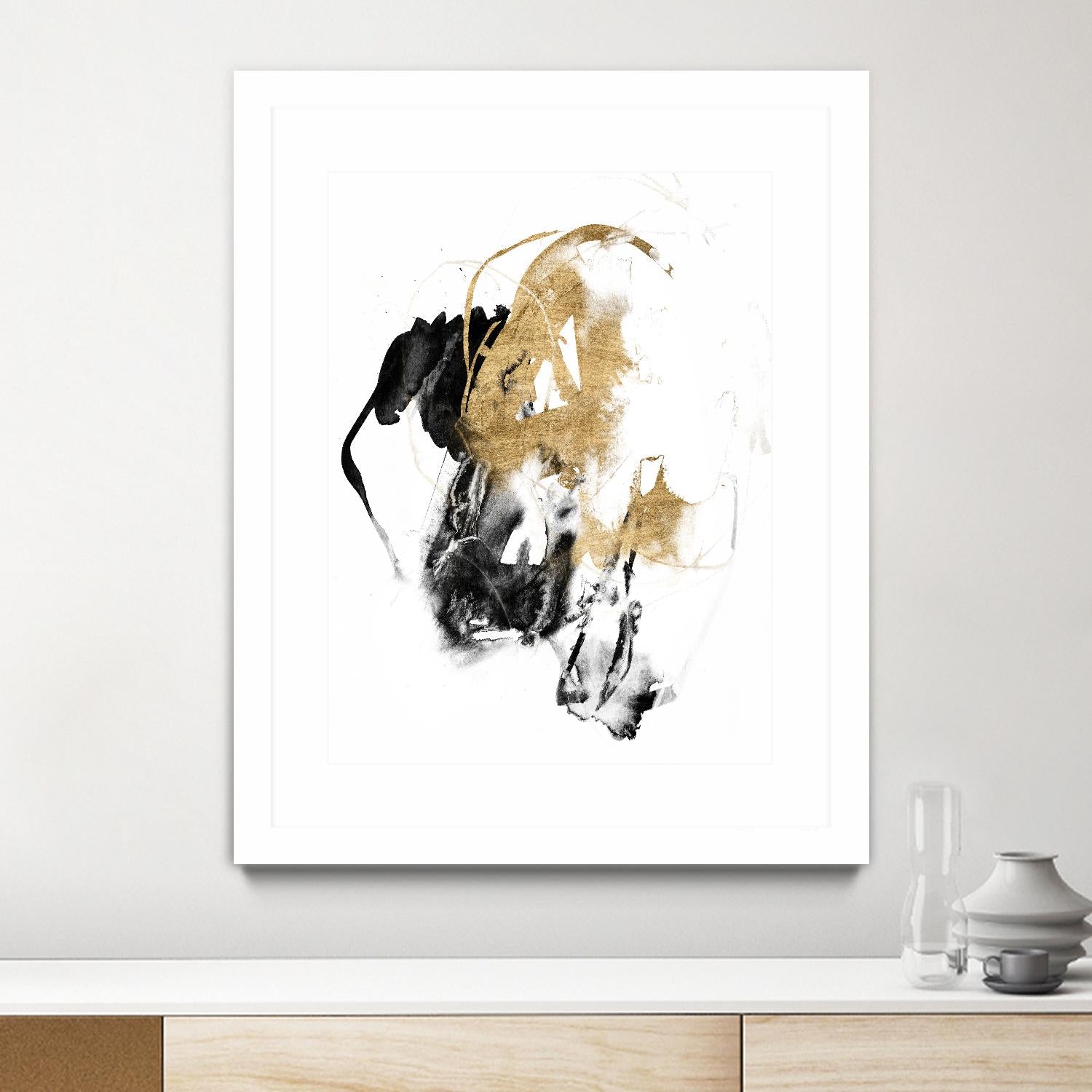 Black & Gold Splash II by Jennifer Goldberger on GIANT ART - metallics abstract