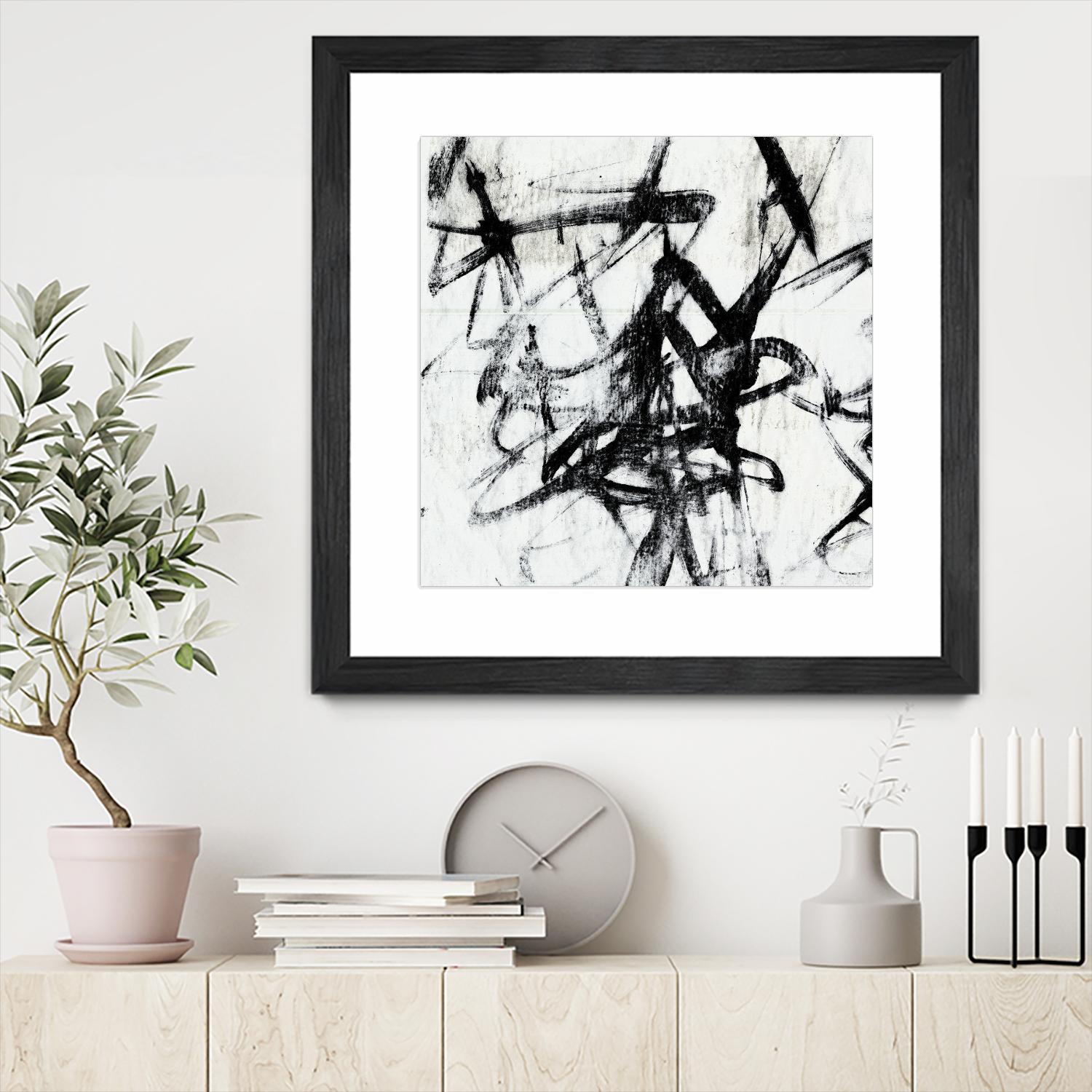 Monotype Scribble I by Jennifer Goldberger on GIANT ART - black abstract
