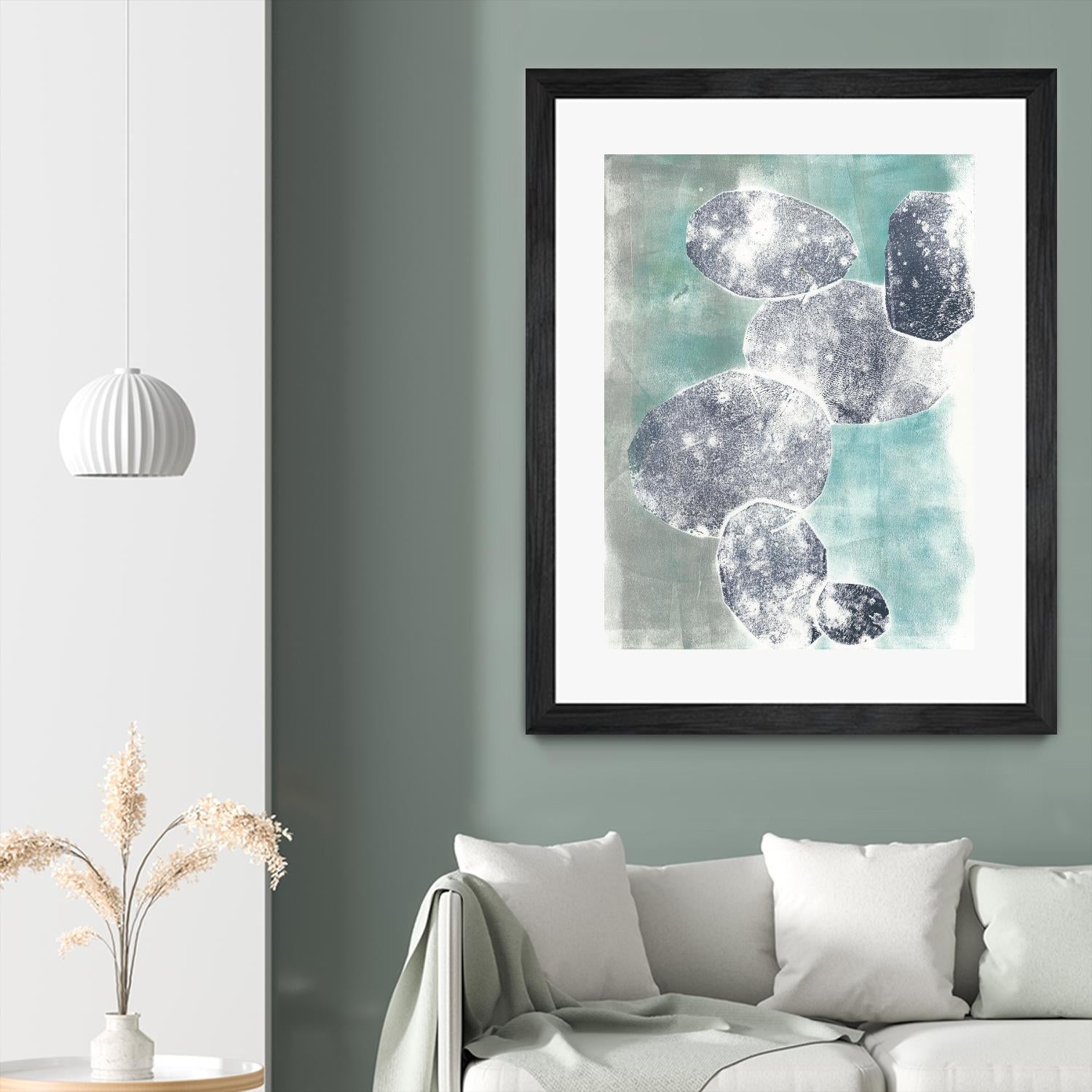 Descending Orbs I by Jennifer Goldberger on GIANT ART - blue abstract