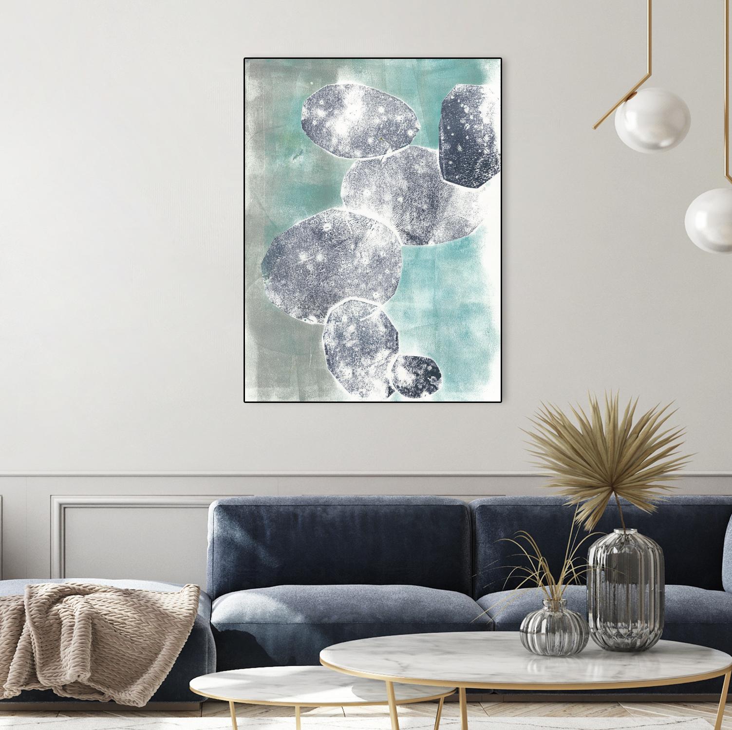 Descending Orbs I by Jennifer Goldberger on GIANT ART - blue abstract