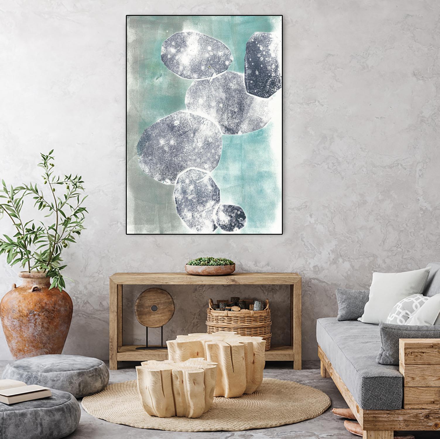 Descending Orbs I by Jennifer Goldberger on GIANT ART - blue abstract