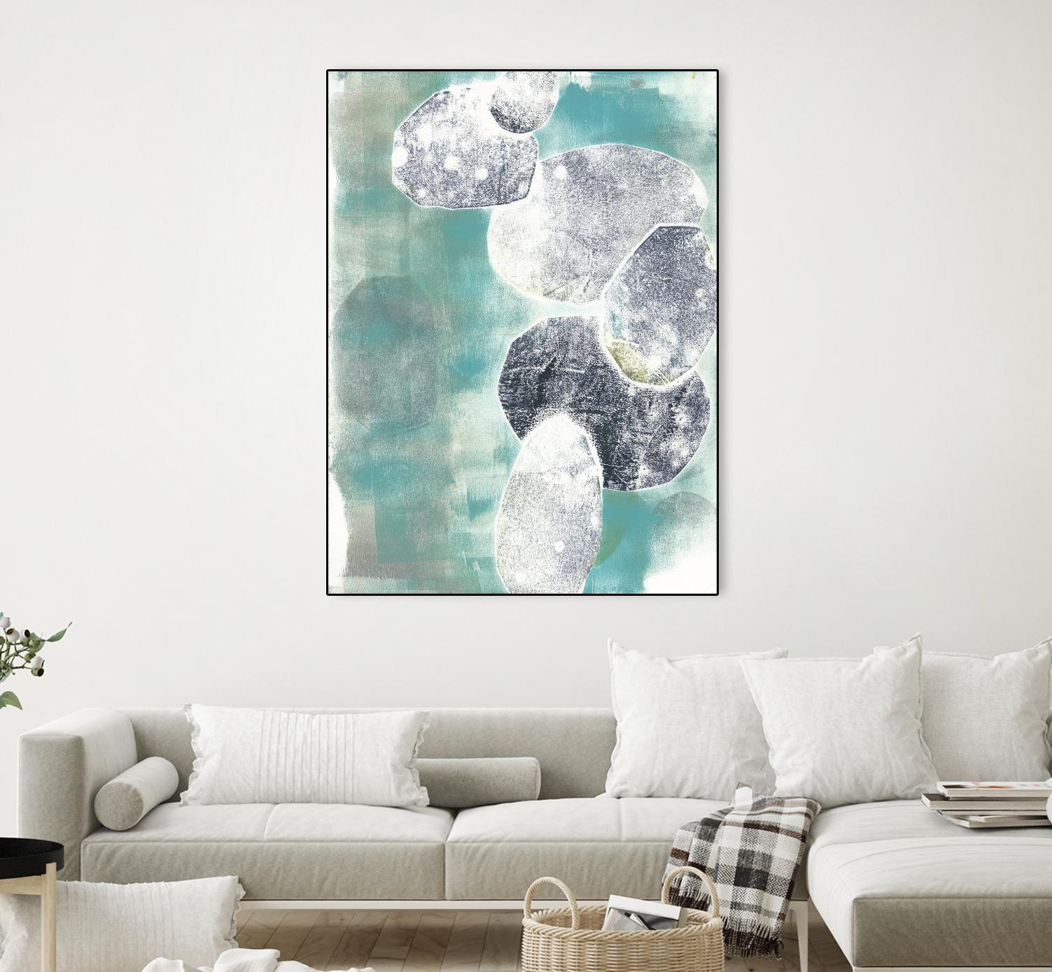 Descending Orbs II by Jennifer Goldberger on GIANT ART - blue abstract
