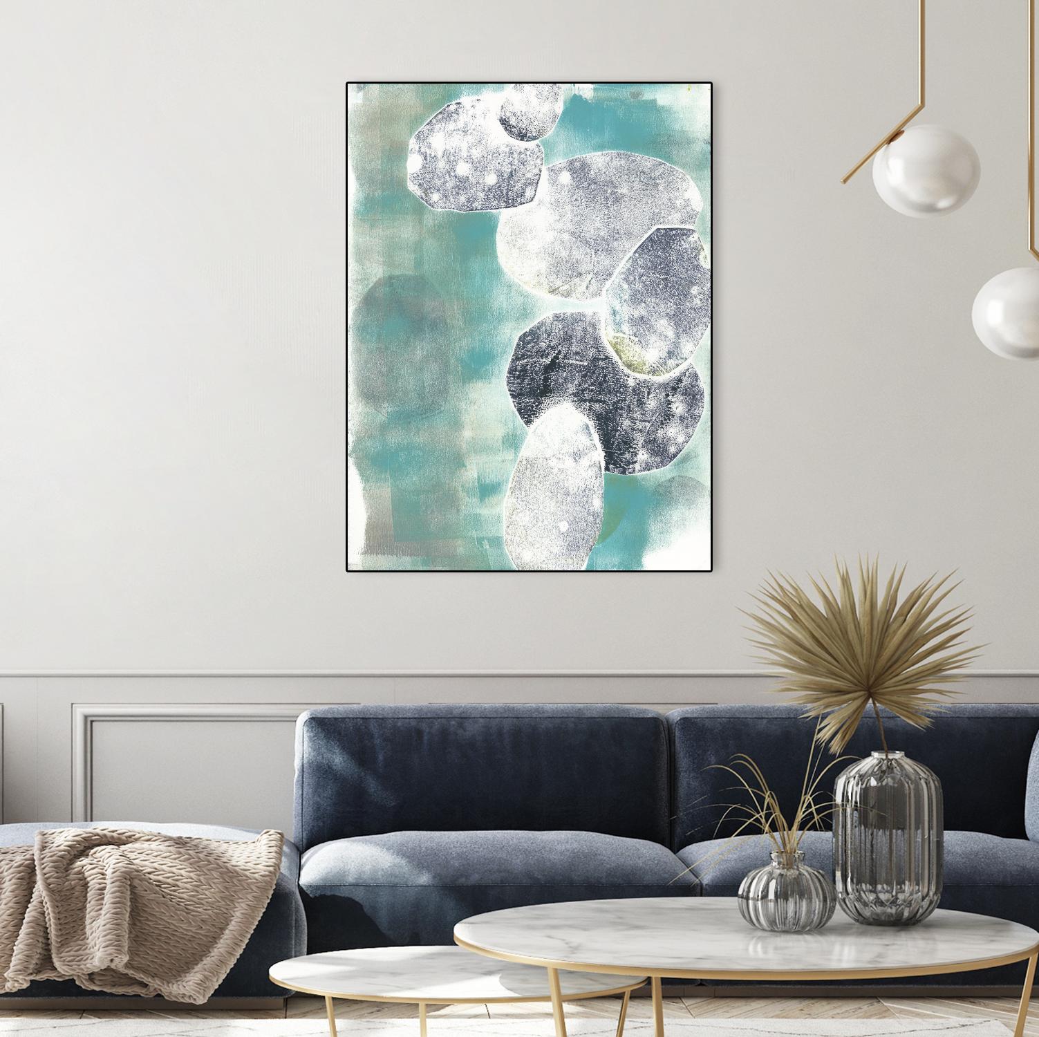 Descending Orbs II by Jennifer Goldberger on GIANT ART - blue abstract