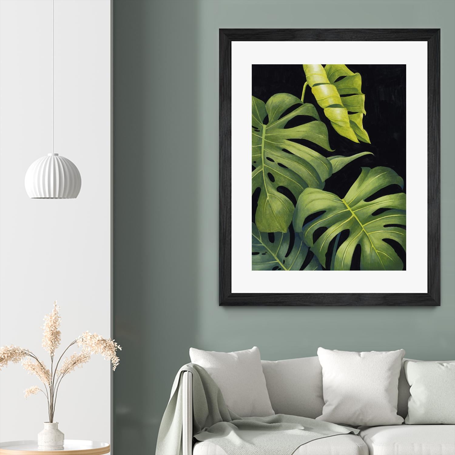 Night Monsteras II by Grace Popp on GIANT ART - green coastal & tropical abstract 