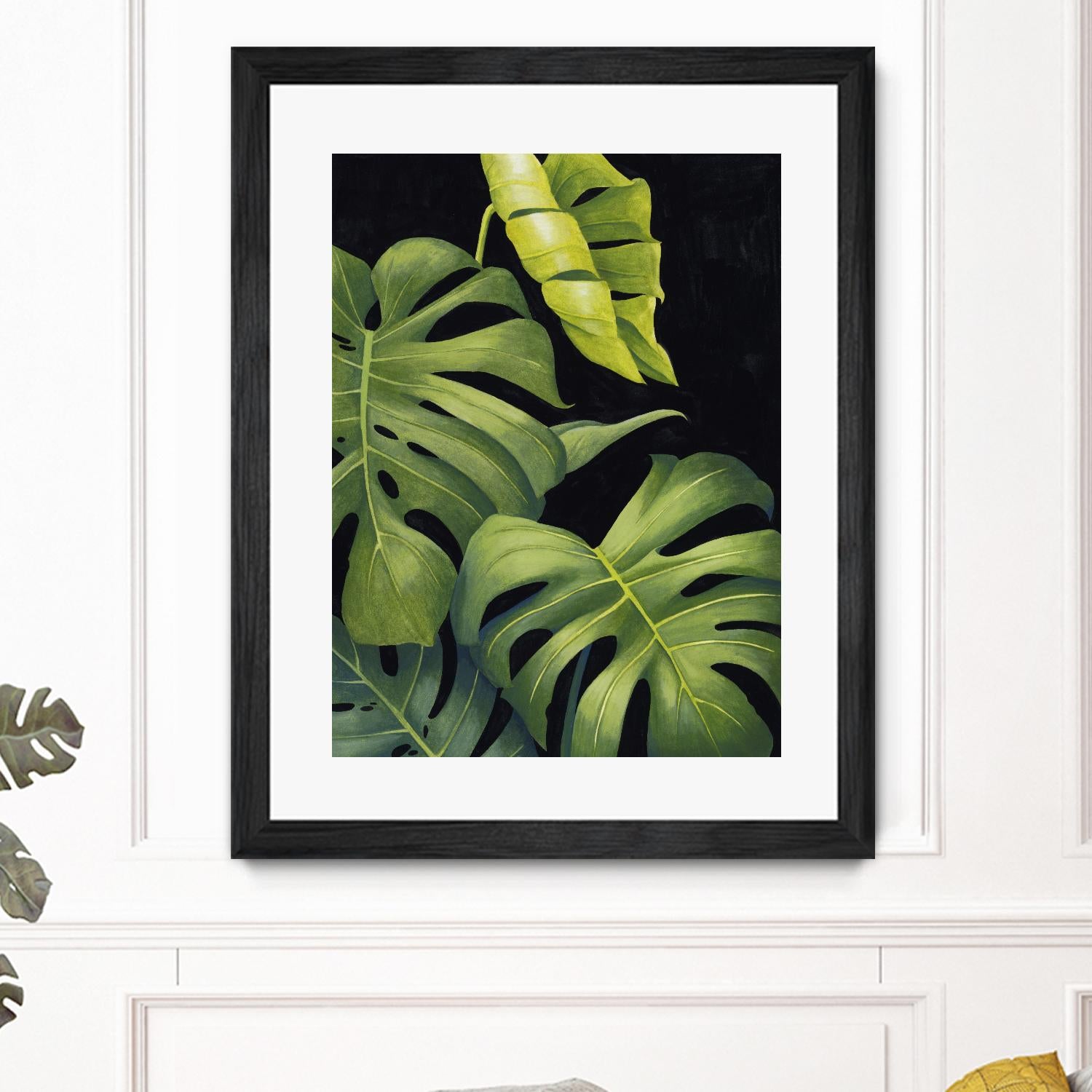 Night Monsteras II by Grace Popp on GIANT ART - green coastal & tropical abstract 