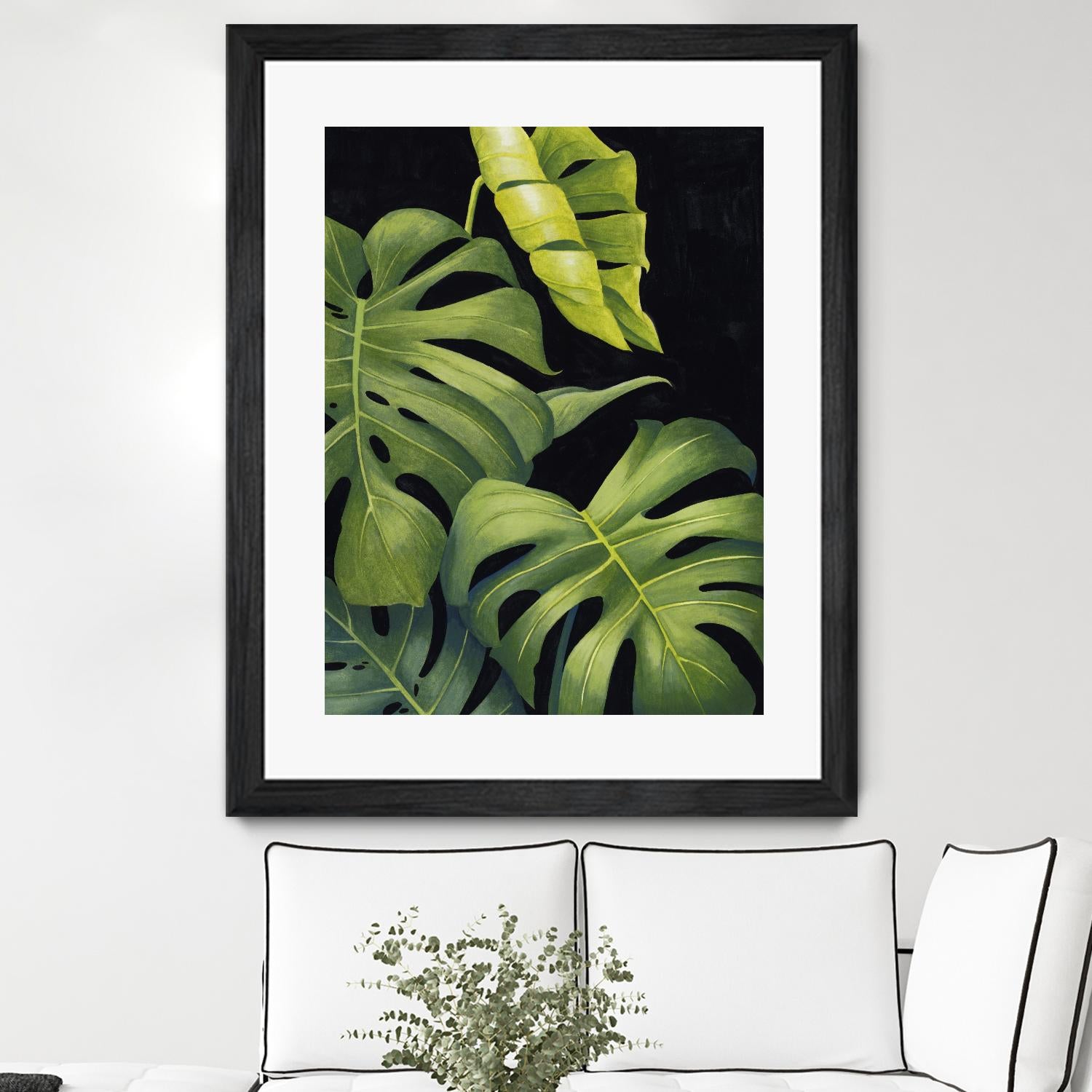 Night Monsteras II by Grace Popp on GIANT ART - green coastal & tropical abstract 