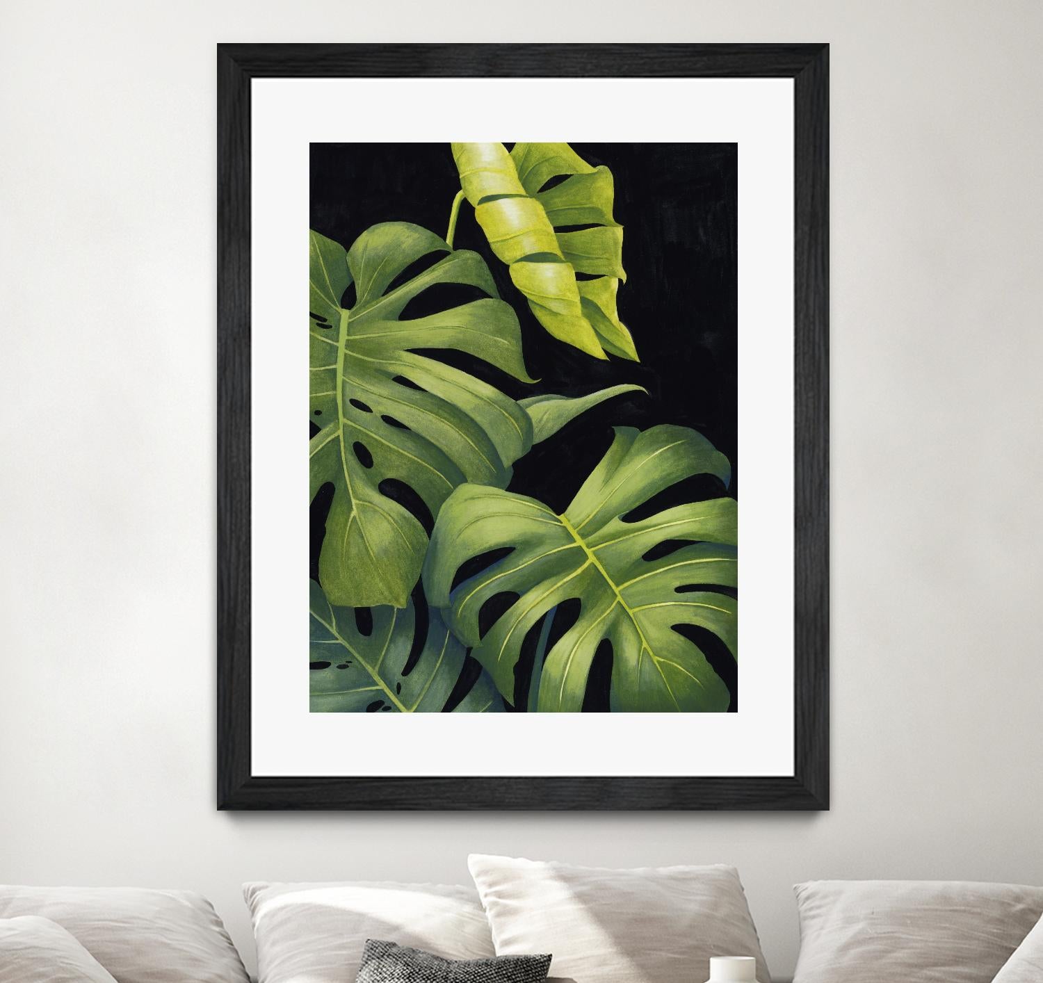 Night Monsteras II by Grace Popp on GIANT ART - green coastal & tropical abstract 
