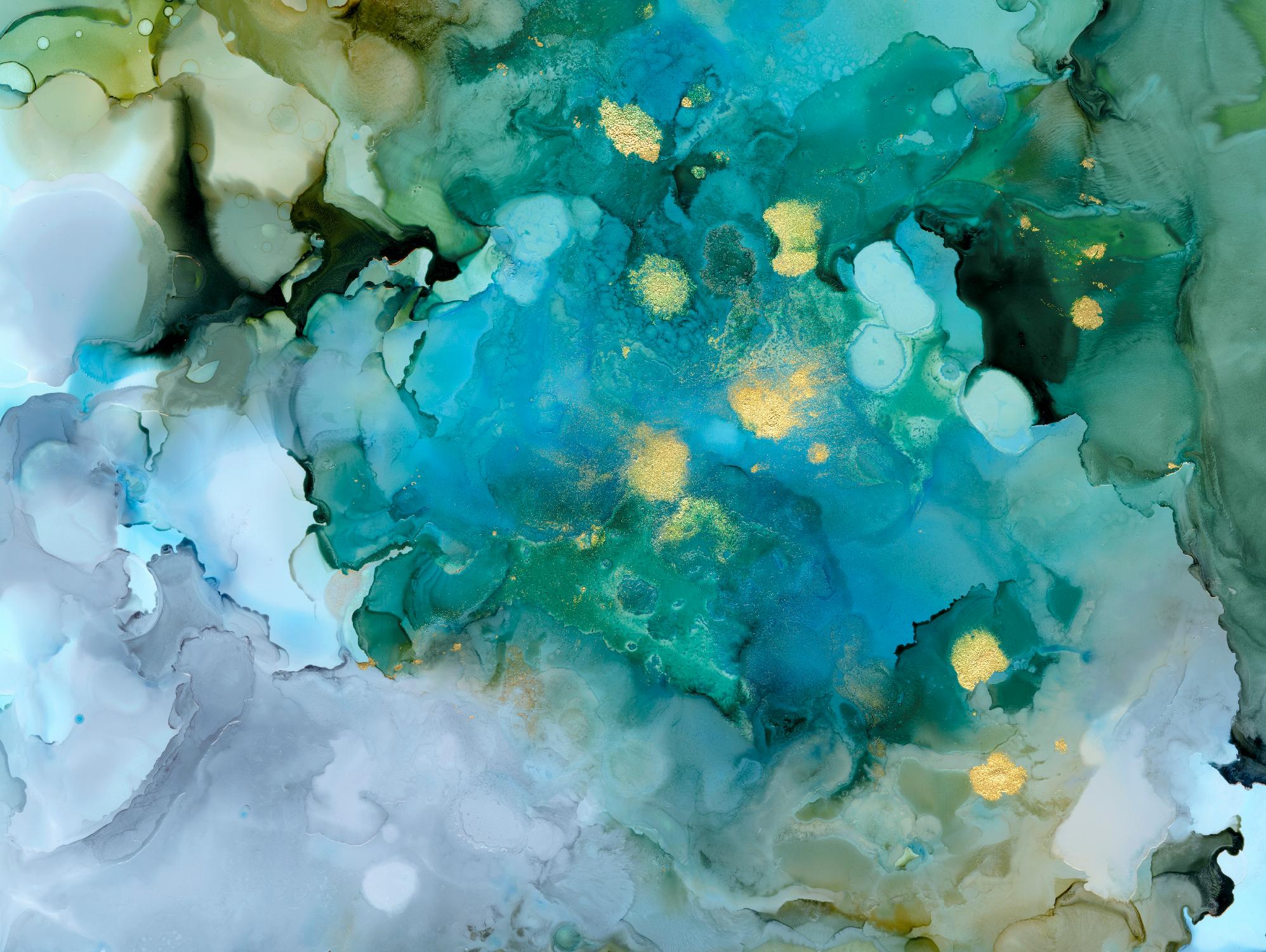 Aqua Brume I by Victoria Borges on GIANT ART - gold abstract abstract