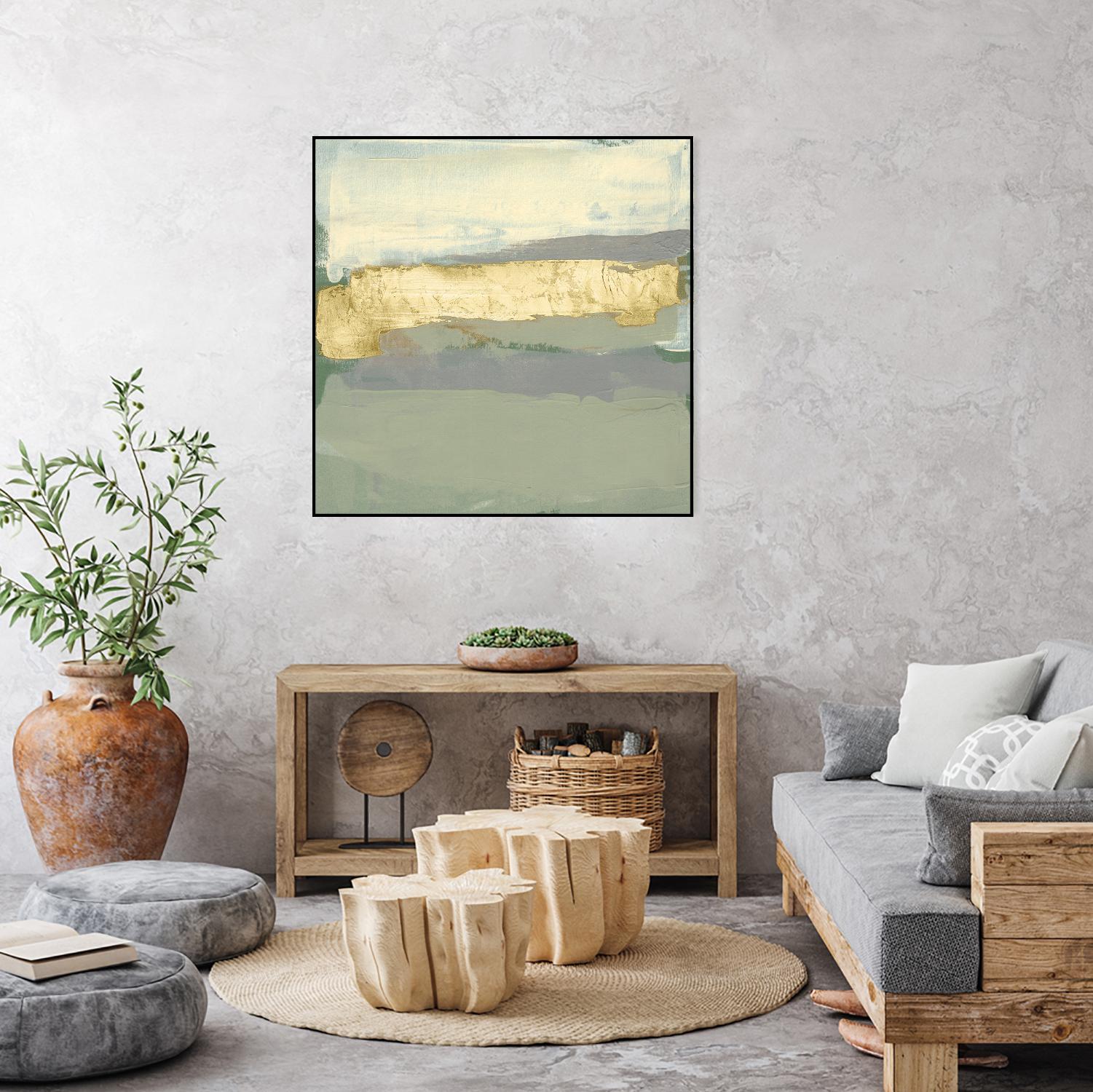 Sage & Gold Swipe I by Jennifer Goldberger on GIANT ART - gold abstract abstract