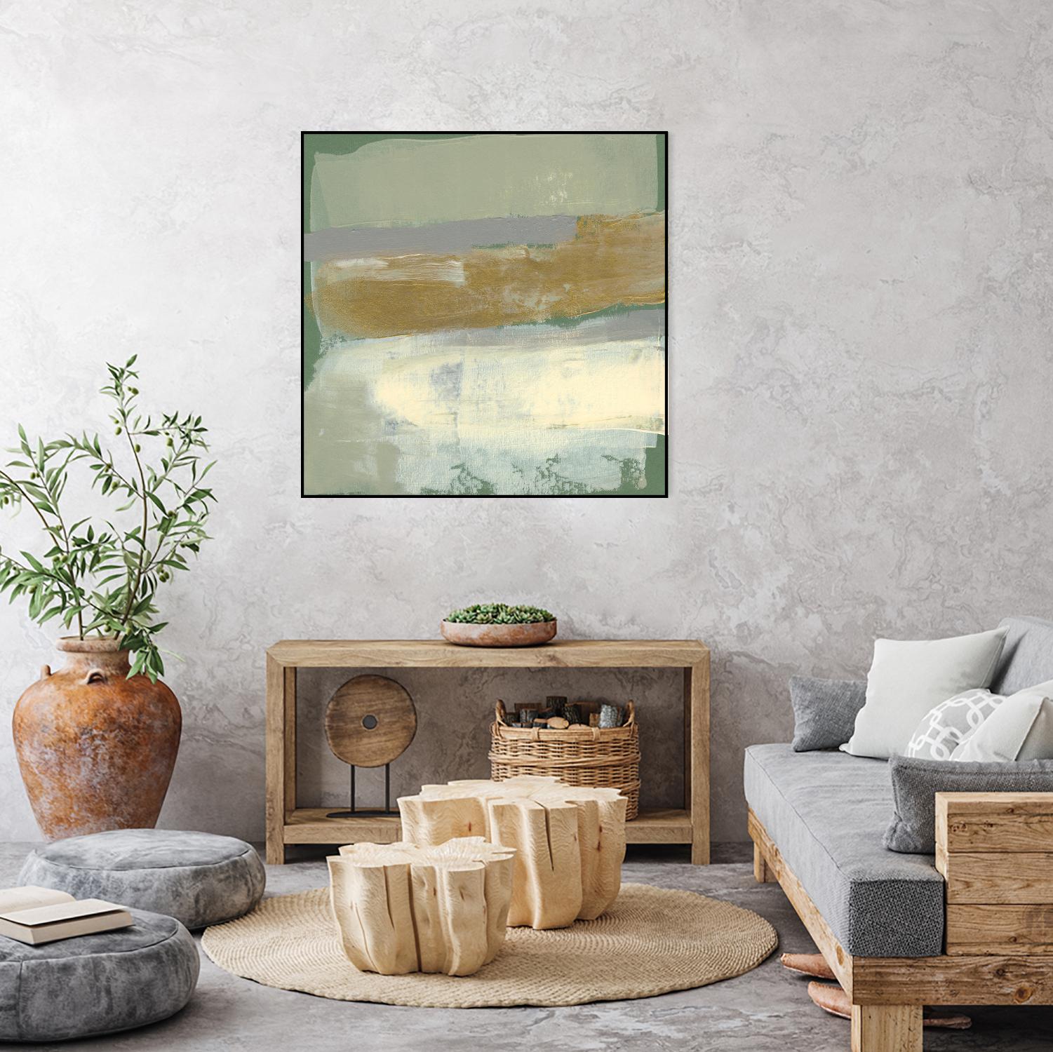 Sage & Gold Swipe IV by Jennifer Goldberger on GIANT ART - gold abstract abstract