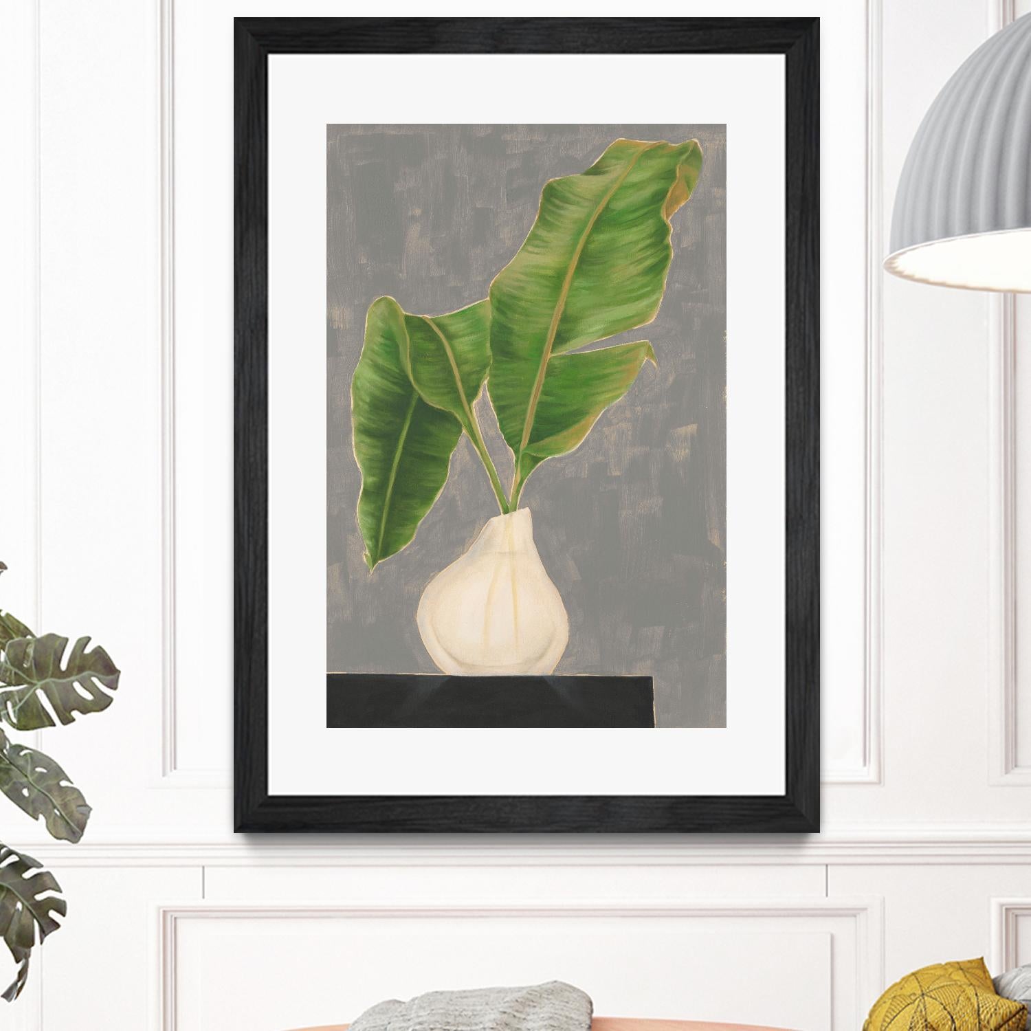 Frond in Vase III by Jennifer Goldberger on GIANT ART - beige botanicals abstract 