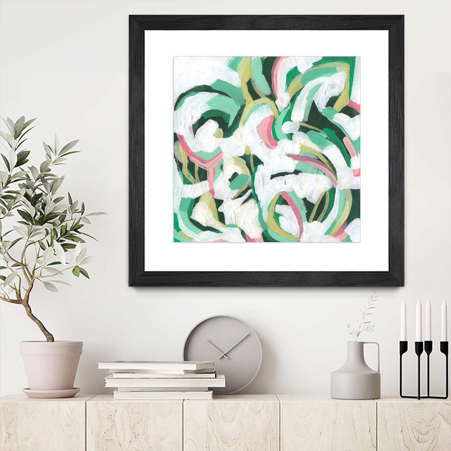 Mint Billows II by June Vess on GIANT ART - pink  abstract abstract 