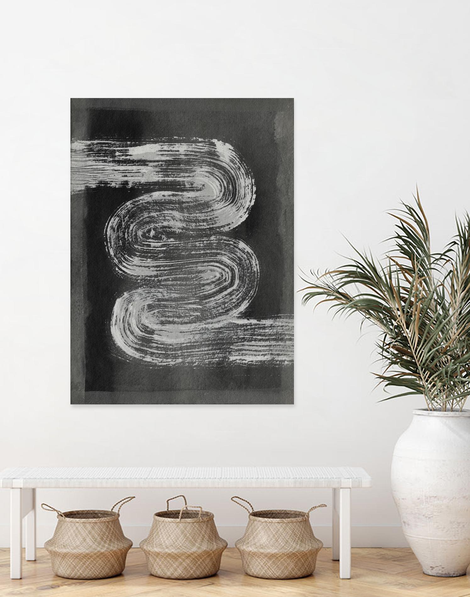 Grey Linear Path I by Jennifer Goldberger on GIANT ART - black abstract abstract 