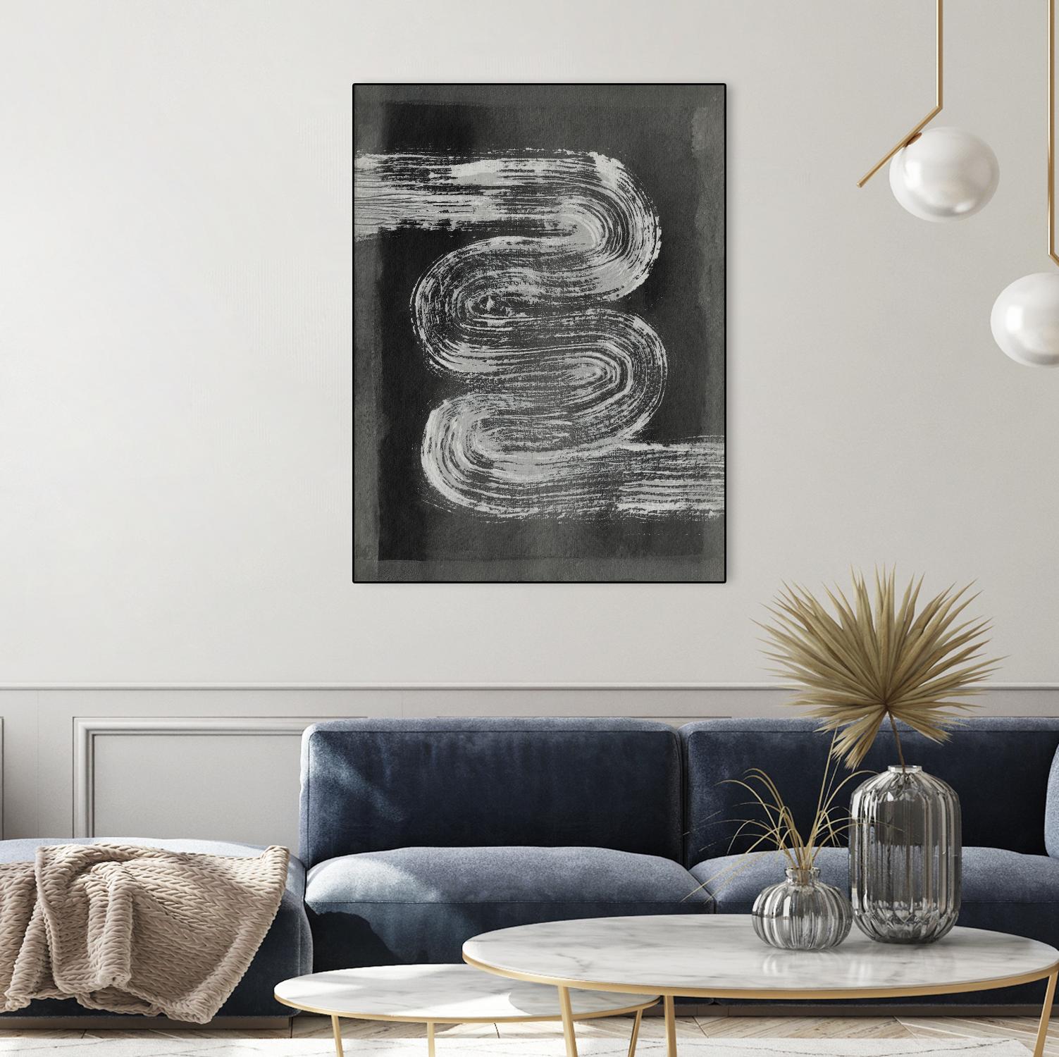 Grey Linear Path I by Jennifer Goldberger on GIANT ART - black abstract abstract 